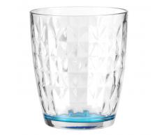 Gobelet en verre et fond teinté bleu