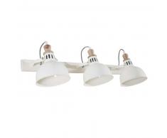 Applique 3 spots en métal blanc et manguier