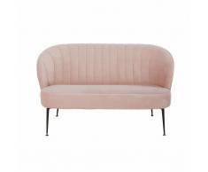 Banquette 2 places en velours rose Arielle