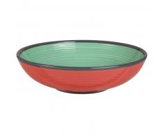 Assiette creuse en faïence verte et rouge