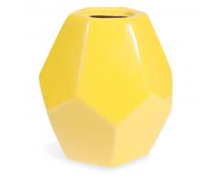 Vase en c&eacute;ramique jaune H 21 cm