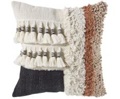 Coussin berbère en coton multicolore à pompons 45x45