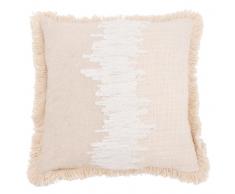Housse de coussin tissée blanche et beige 40x40