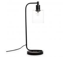 Lampe en verre et m&eacute;tal noir SEATTLE