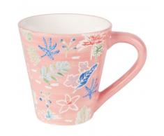 Mug en fa&iuml;ence rose imprim&eacute;