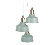 Suspension triple en métal vert menthe et doré
