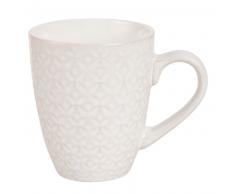 Mug en grès écru motifs fleurs