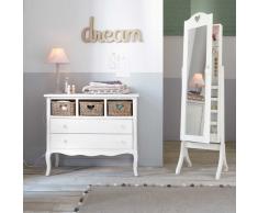 Miroir psych&eacute; avec rangement blanc 42x160