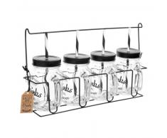 Coffret 4 bocaux avec paille + support