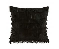 Coussin gris à franges 40x40
