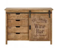 Buffet 1 porte 4 tiroirs en manguier Germain