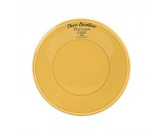 Assiette à dessert en faïence jaune
