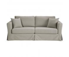 Canap&eacute;-lit 3 places en coton gris clair Royan