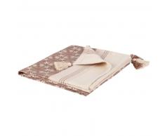 Plaid en coton rose et &eacute;cru 160x210