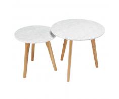 Tables gigognes en marbre et chêne Twins
