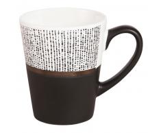 Tasse en faïence blanche et noire à pois