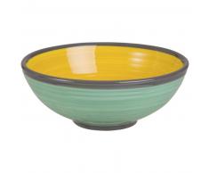Coupelle en fa&iuml;ence jaune et verte
