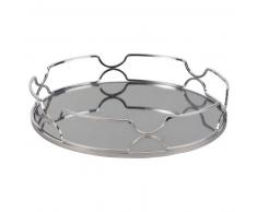 Plateau miroir teint&eacute; en m&eacute;tal argent&eacute;