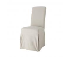 Housse longue de chaise en coton gris clair Margaux