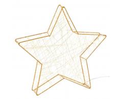 Statuette lumineuse étoile en métal doré H20
