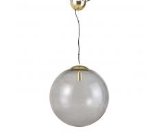 Suspension boule en verre fumé et métal doré