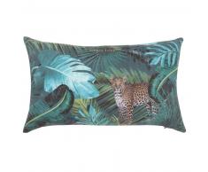 Housse de coussin verte imprim&eacute; jungle 30x50