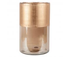 Vase cylindrique en verre dor&eacute; H23