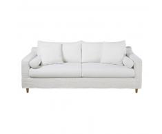 Canap&eacute;-lit 4 places en lin lav&eacute; blanc Francisco