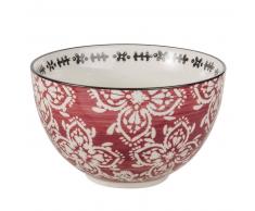 Bol en fa&iuml;ence rouge motif floral