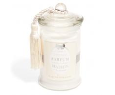 Bougie en verre parfum vanille blanche H 15 cm CLASSIQUE