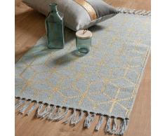 Tapis en coton motifs graphiques gris et dorés 50x80
