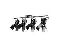 Suspension 4 spots orientables en m&eacute;tal noire L 103 cm HOLLYWOOD