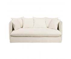 Canapé-lit 3/4 places en lin lavé blanc Louvre