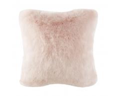 Coussin imitation fourrure rose 45x45