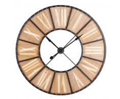 Horloge en sapin et m&eacute;tal noir