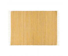 Tapis tressé en jute et coton jaune 140x200