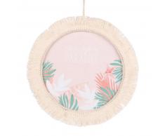 Cadre photo rond à franges beige D16
