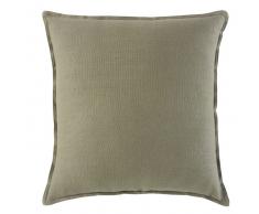 Coussin en lin lavé vert kaki 60X60