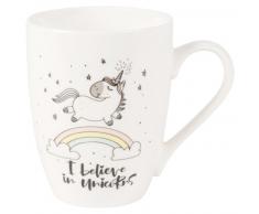 Mug en porcelaine blanche imprim&eacute; licorne