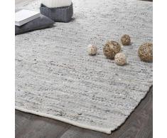 Tapis en cuir beige et gris 140 x 200 BASICS