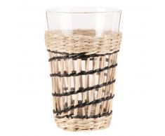 Petit gobelet en verre et jonc de mer