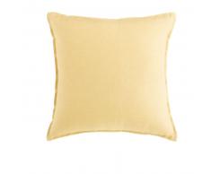 Coussin en lin lavé jaune 45x45