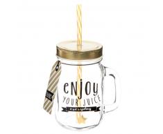 Bocal avec paille en verre EVERYDAY