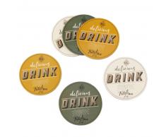 6 dessous de verre ronds multicolores