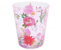 Gobelet en verre teinté rose à motifs FLORAL