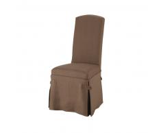 Housse longue de chaise en lin taupe Alice