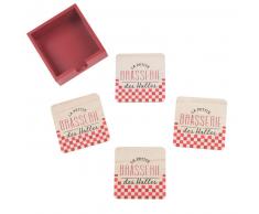 Dessous de verre en pin imprimé avec support rouge