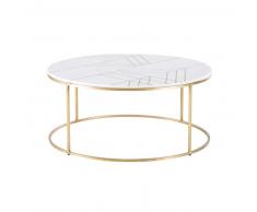 Table basse ronde en marbre blanc et fer doré Izmir