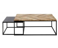 Tables gigognes en bois recyclé et métal Chevron