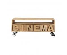 Meuble TV à roulettes en manguier massif L120 Alphabet